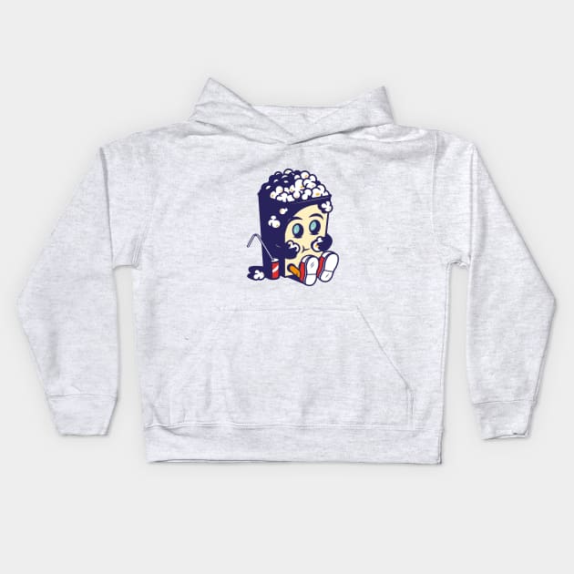 Movie Fan Popcorn Monster Kids Hoodie by propellerhead